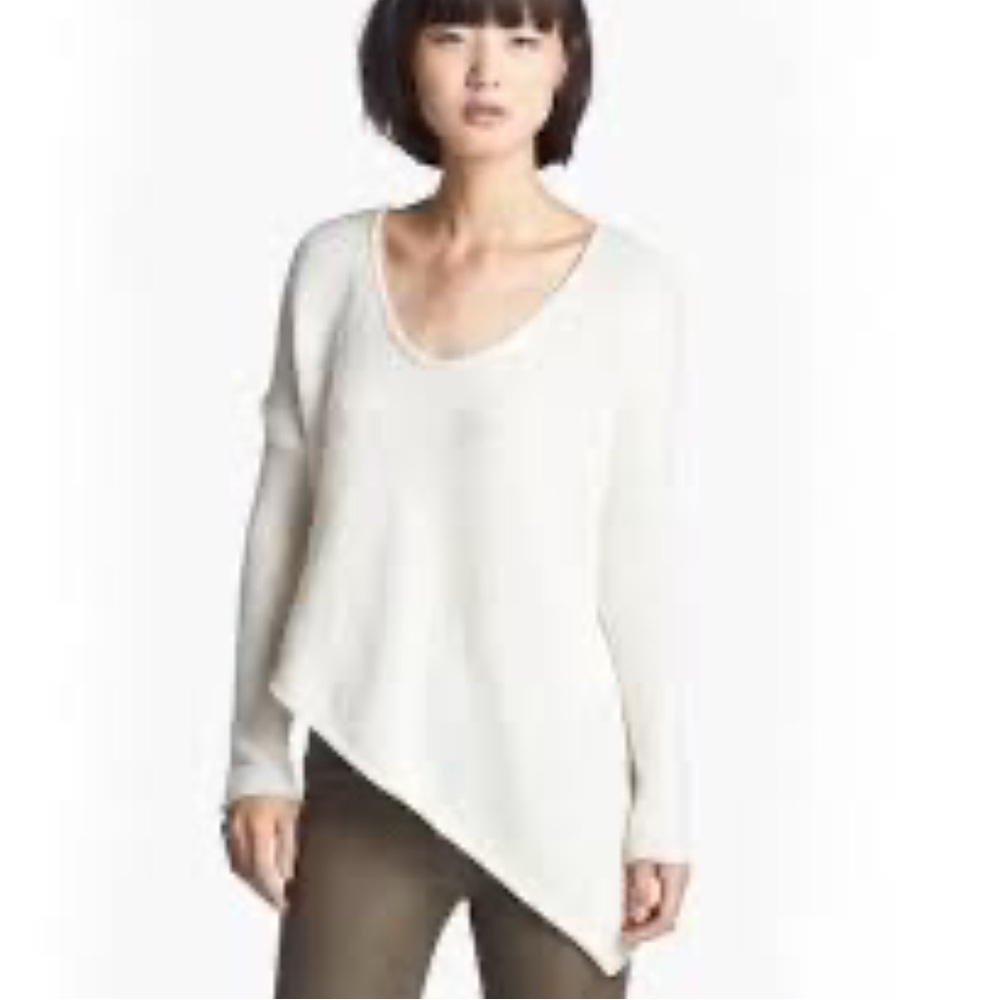 Helmut Lang Alpaca Blend Asymmetrical Long Sleeve Scoop neck Sweater Grey S